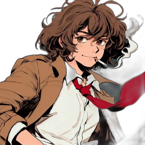 jacket, weapon, staff, mask, anime, comic book art, concept art, cartoon transparent PNG cut-out