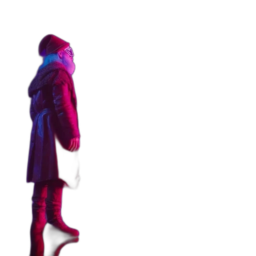 jacket, umbrella, shoes, dress, 3d render, concept art, vaporwave, cyberpunk transparent PNG cut-out