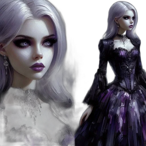 fantasy art, concept art, photorealistic, comic book art, dark, monochrome, blue, female transparent PNG cut-out