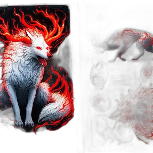dragon, creature, concept art, fantasy art, watercolor, photorealistic, fire, red transparent PNG cut-out