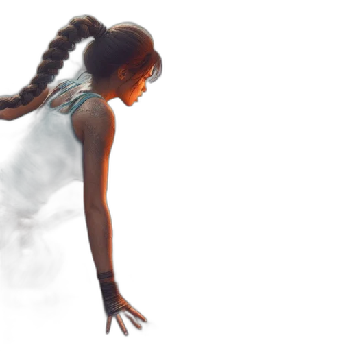 dress, hair, concept art, photorealistic, fantasy art, 3d render, woman, kneels transparent PNG cut-out