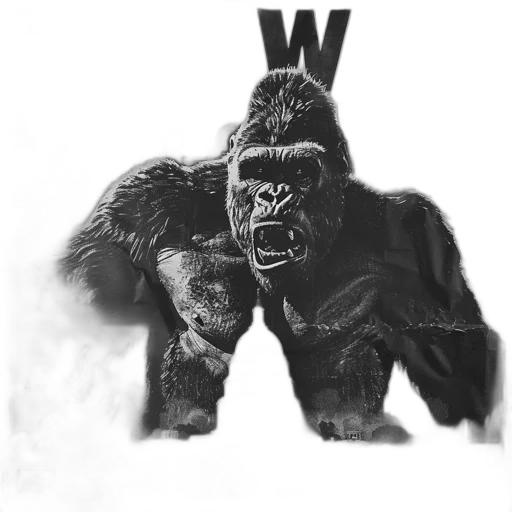 animal, creature, weapon, concept art, comic book art, 3d render, photorealistic, gorilla transparent PNG cut-out