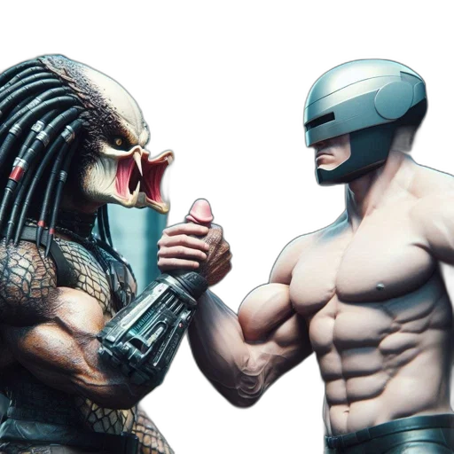 concept art, comic book art, 3d render, two, characters, interact, peacefully, amidst transparent PNG cut-out