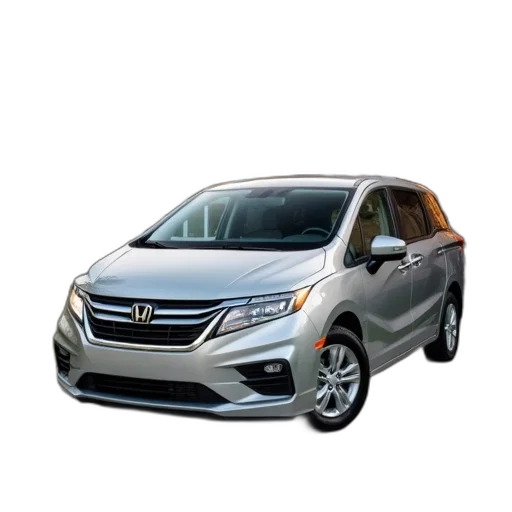 car, silver, minivan, parked, driveway, front, house transparent PNG cut-out