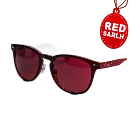 red, pair, sunglasses, logo, right, lens, sticker, top transparent PNG cut-out