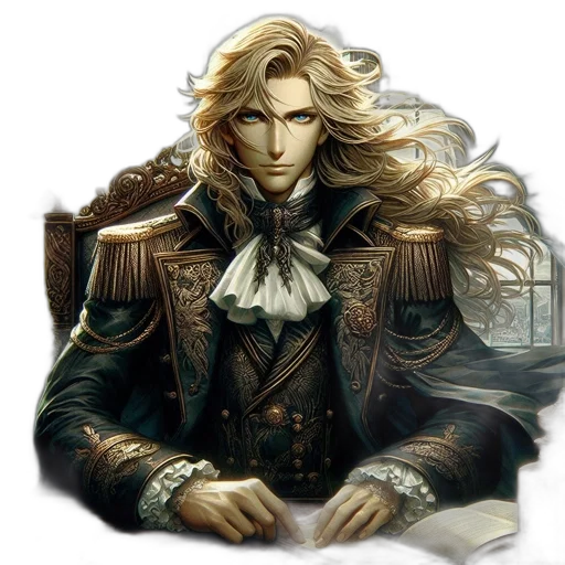 jacket, face, crown, sword, fantasy art, concept art, photorealistic, comic book art transparent PNG cut-out
