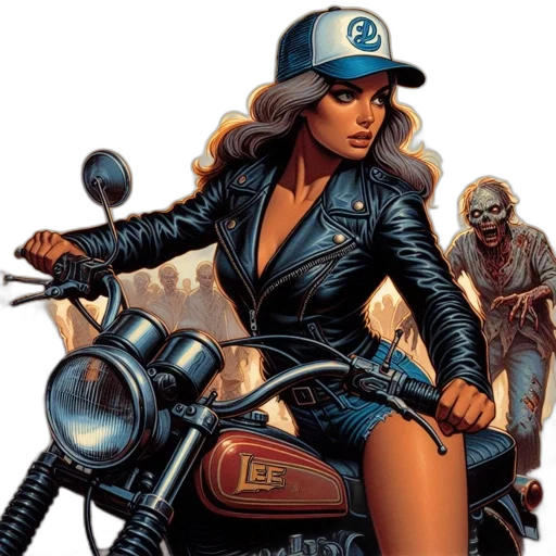 comic book art, concept art, cartoon, fantasy art, woman, wearing, black, leather transparent PNG cut-out