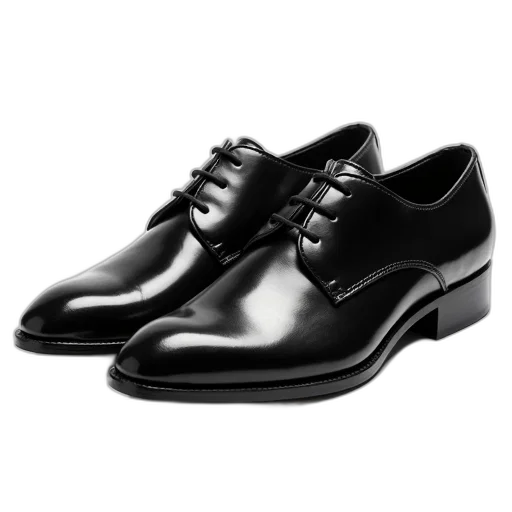 shoes, photorealistic, pair, black, leather, laces, featuring, sleek transparent PNG cut-out
