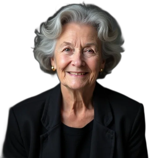 face, staff, crown, jacket, portrait, elderly, woman, short transparent PNG cut-out