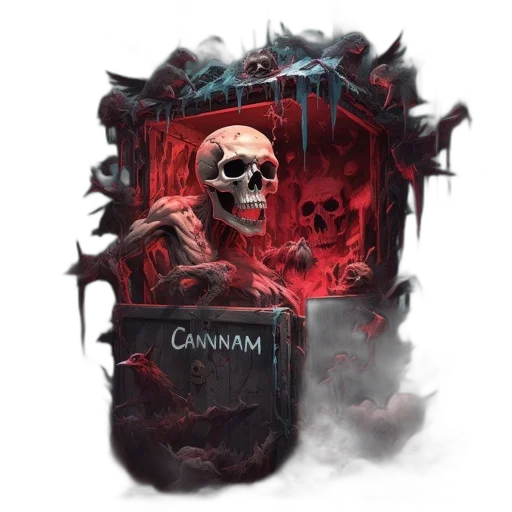 concept art, fantasy art, comic book art, pixel art, red, dark, eerie, scene transparent PNG cut-out