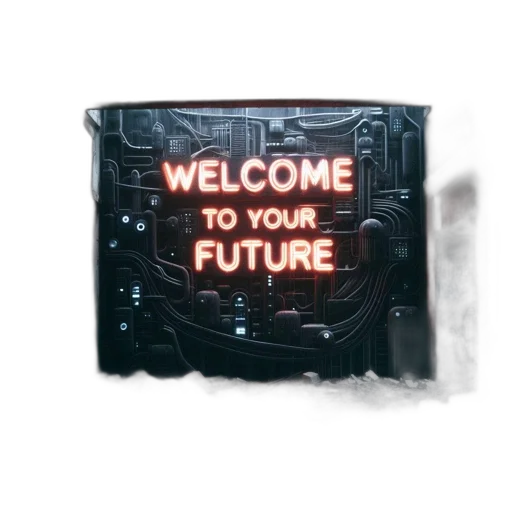 robot, furniture, 3d render, cyberpunk, concept art, vaporwave, neon lights, abandoned transparent PNG cut-out