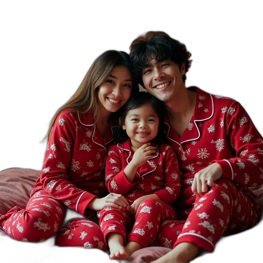 photorealistic, red, christmas, family transparent PNG cut-out