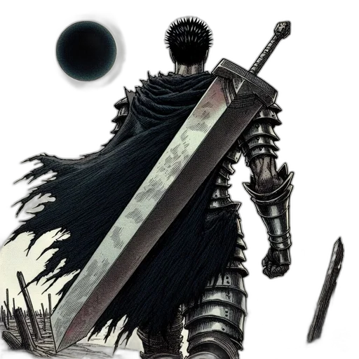 sword, staff, weapon, fantasy art, concept art, 3d render, comic book art, monochrome transparent PNG cut-out