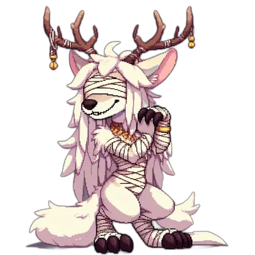 staff, creature, animal, mask, pixel art, fantasy art, concept art, anime transparent PNG cut-out