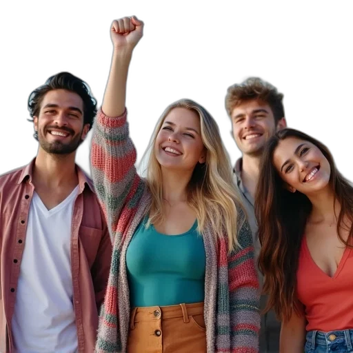 staff, group, young, people, posing, photo, one, person transparent PNG cut-out