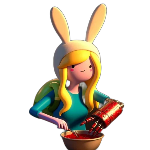 food, hat, 3d render, pixel art, concept art, cartoon, anthropomorphic, rabbit transparent PNG cut-out