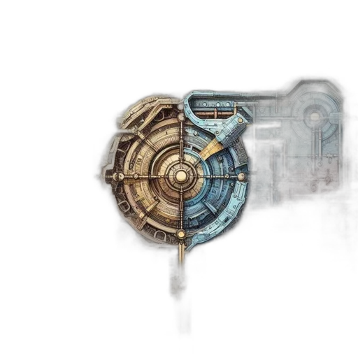 weapon, sword, robot, jewelry, concept art, watercolor, fantasy art, 3d render transparent PNG cut-out