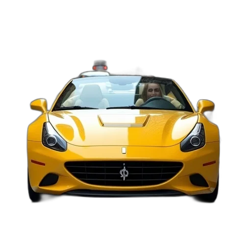 car, animal, face, dragon, 3d render, photorealistic, concept art, yellow transparent PNG cut-out