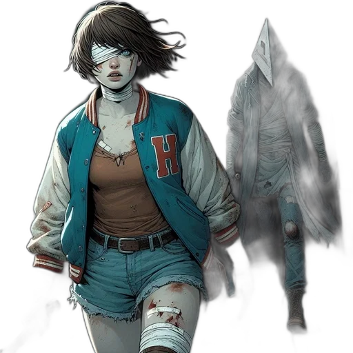 jacket, creature, concept art, comic book art, fantasy art, cyberpunk, fog, blue transparent PNG cut-out