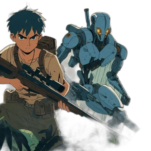 weapon, concept art, anime, comic book art, pixel art, underwater, blue, green transparent PNG cut-out