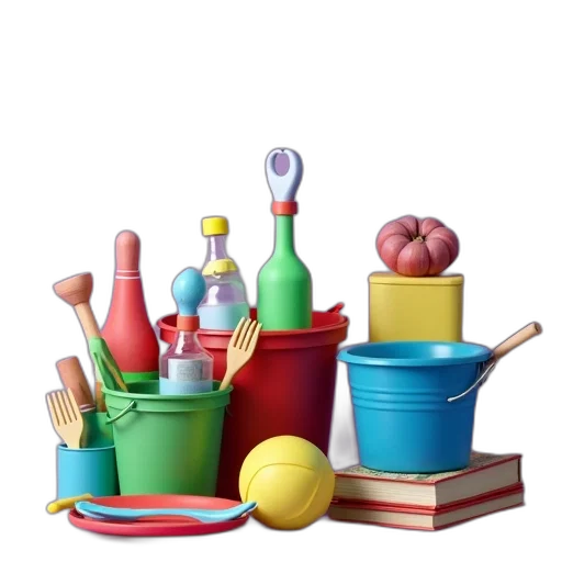 food, furniture, photorealistic, 3d render, colorful, collection, various, items transparent PNG cut-out