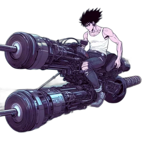weapon, robot, staff, car, concept art, cyberpunk, comic book art, anime transparent PNG cut-out