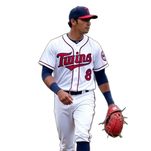 baseball, player, white, blue, uniform, word, twins, chest transparent PNG cut-out