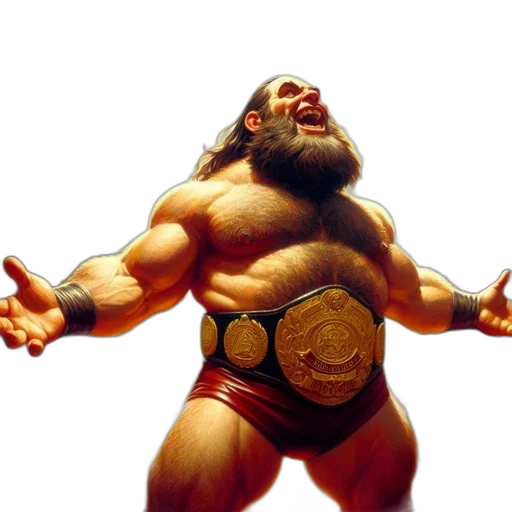 animal, concept art, photorealistic, 3d render, intense, wrestler, victorious, ring transparent PNG cut-out