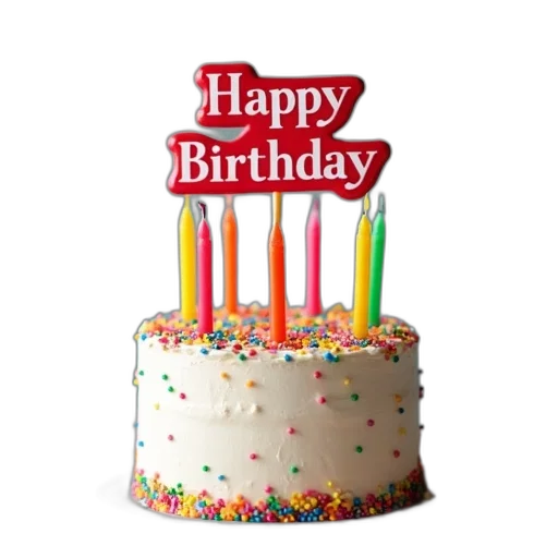 birthday, cake, colorful, sprinkles, happy, banner, top, placed transparent PNG cut-out