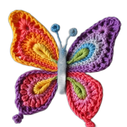 flower, jewelry, jacket, umbrella, 3d render, photorealistic, colorful, crocheted transparent PNG cut-out