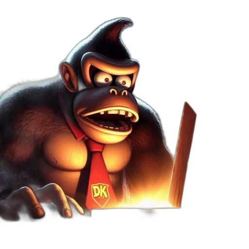 staff, concept art, 3d render, comic book art, fantasy art, fire, animated, gorilla transparent PNG cut-out