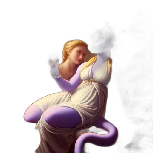 dragon, dress, staff, crown, fantasy art, concept art, 3d render, watercolor transparent PNG cut-out