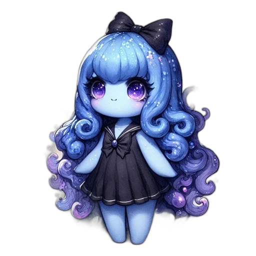 staff, creature, hair, anime, pixel art, fantasy art, 3d render, blue transparent PNG cut-out