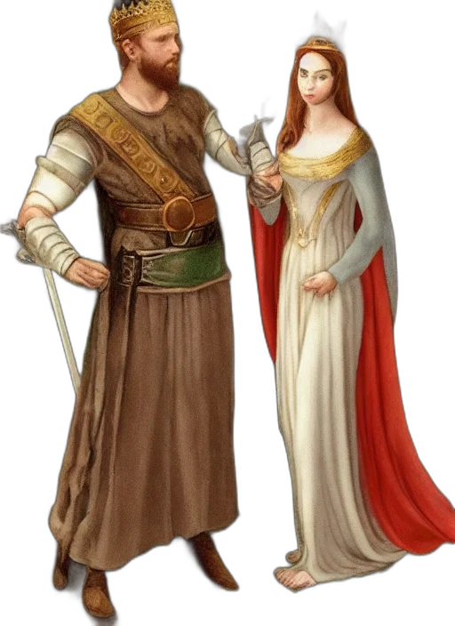 dress, sword, crown, staff transparent PNG cut-out
