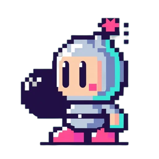 robot, staff, hat, creature, pixel art, vaporwave, concept art, cyberpunk transparent PNG cut-out