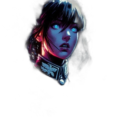 robot, face, mask, comic book art, cyberpunk, concept art, fantasy art, neon lights transparent PNG cut-out