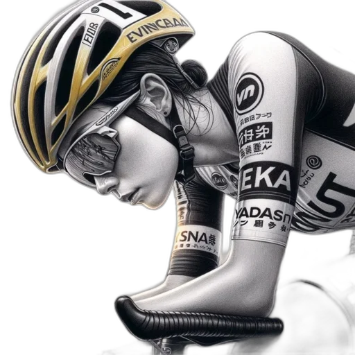 photorealistic, ultra-realistic, depiction, female, cyclist, action, prominently, displaying transparent PNG cut-out