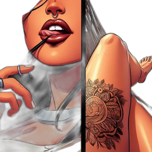 comic book art, concept art, illustration, features, profile, portrait, woman, face transparent PNG cut-out