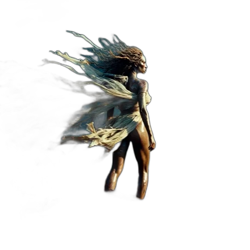 hair, creature, staff, dragon, concept art, 3d render, fantasy art, pixel art transparent PNG cut-out