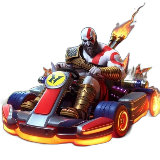 car, weapon, robot, concept art, pixel art, 3d render, fantasy art, kratos transparent PNG cut-out