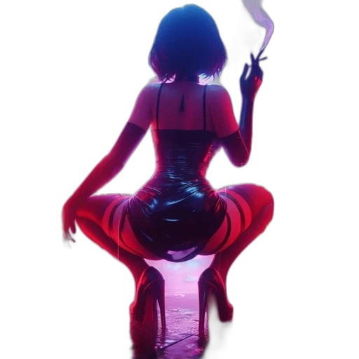 staff, dress, sword, concept art, cyberpunk, comic book art, pixel art, neon lights transparent PNG cut-out