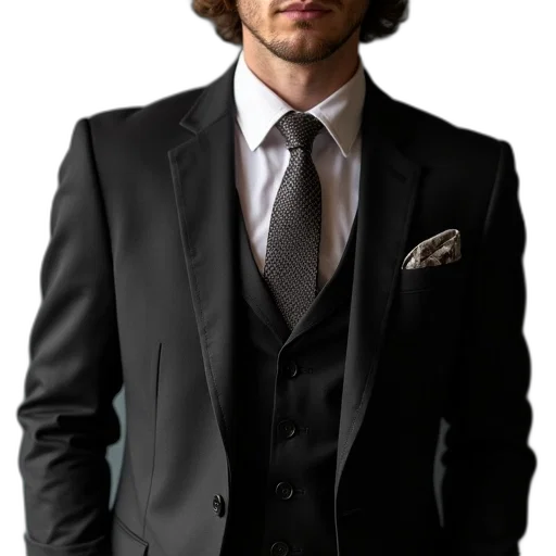 jacket, staff, face, hair, photorealistic, concept art, cartoon, dark transparent PNG cut-out