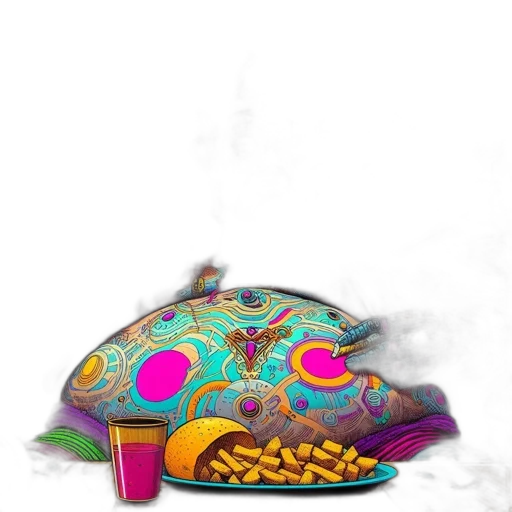 hat, mask, crown, shoes, concept art, vaporwave, 3d render, fantasy art transparent PNG cut-out