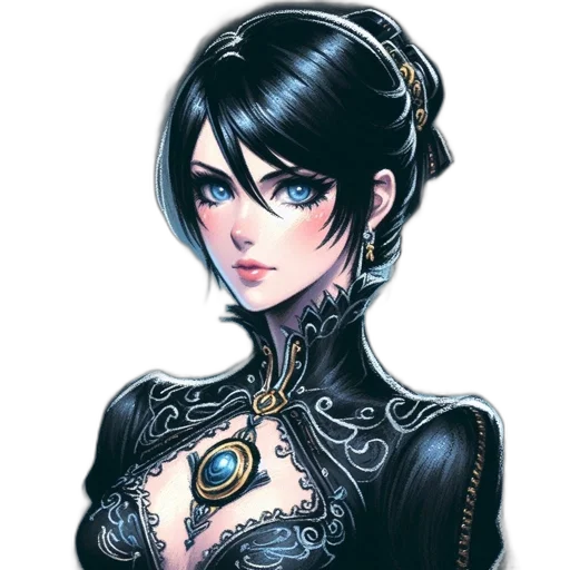 jewelry, staff, dress, face, fantasy art, concept art, comic book art, anime transparent PNG cut-out