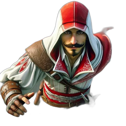 jacket, weapon, face, mask, concept art, fantasy art, 3d render, photorealistic transparent PNG cut-out