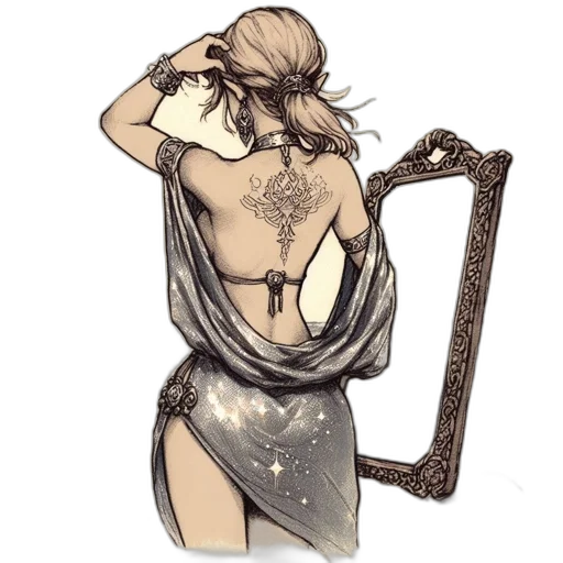 dress, staff, jewelry, sword, watercolor, concept art, fantasy art, comic book art transparent PNG cut-out