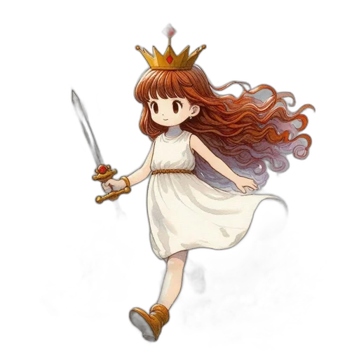 crown, staff, sword, dress, fantasy art, concept art, pixel art, watercolor transparent PNG cut-out