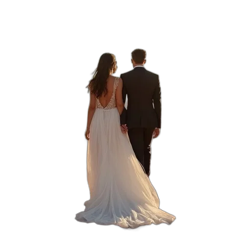 dress, jewelry, 3d render, photorealistic, concept art, newly, married, couple transparent PNG cut-out