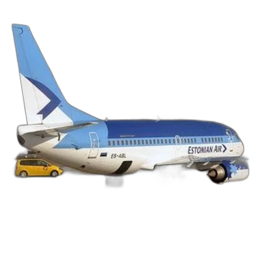 3d render, estonian, air, airplane, parked, tarmac, yellow, taxi transparent PNG cut-out