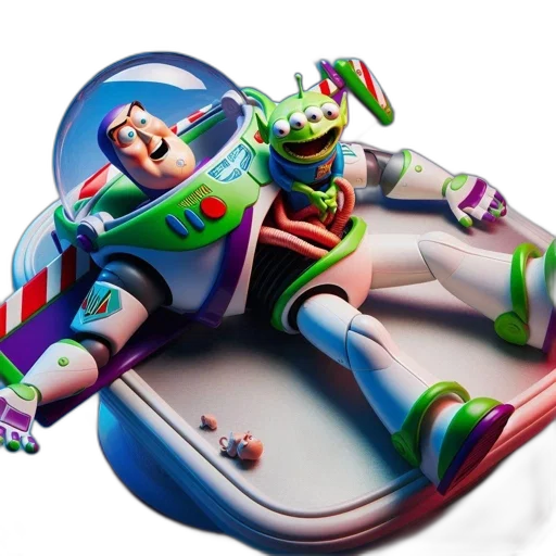 robot, car, 3d render, concept art, outer space, little, green, men transparent PNG cut-out